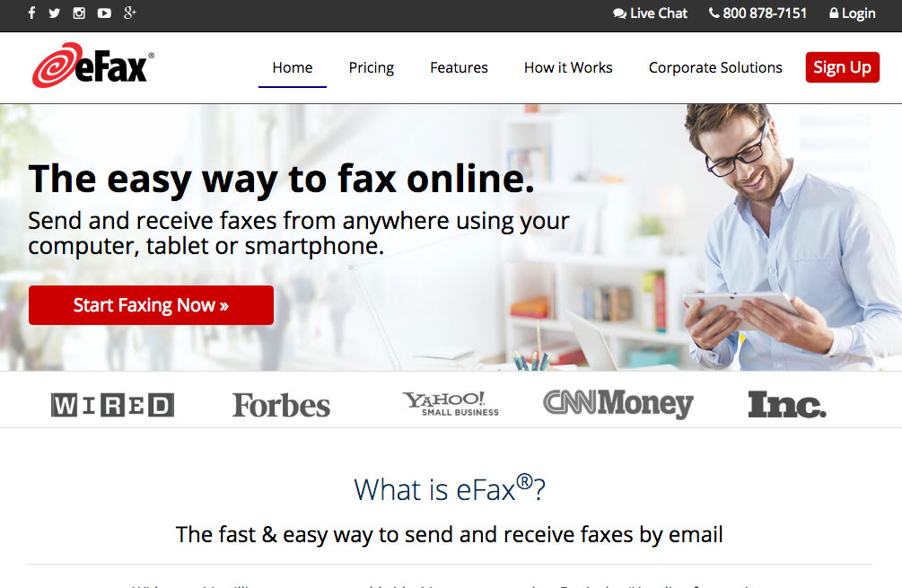 efax home page